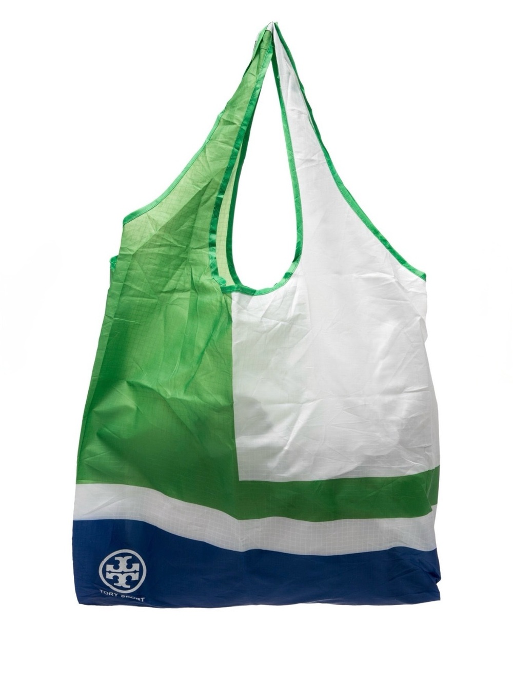 Tory Burch Green White Blue Colorblock Reusable Shopper Tote